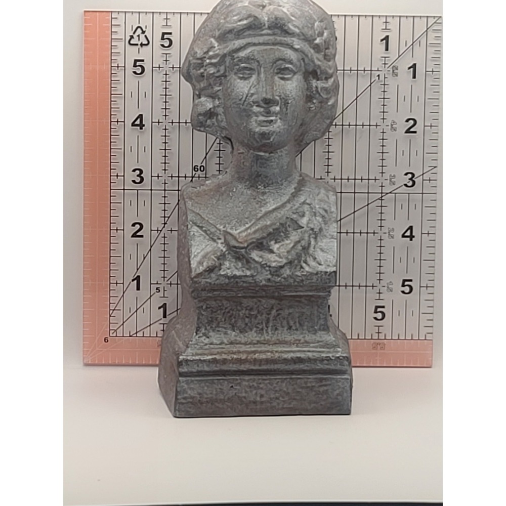 Antique Cast Iron Bust Head Lady Queen Lorraine Neoclassical Andiron Doorstop 6"